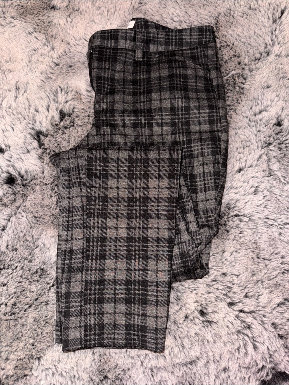 Calvin Klein Plaid Pants in Charcoal Gray